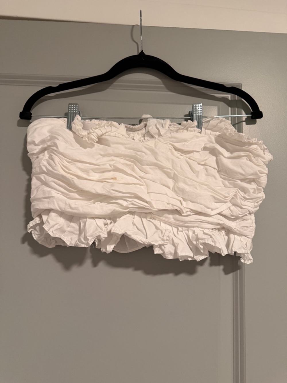 Anthropologie White Ruffled Crop Top